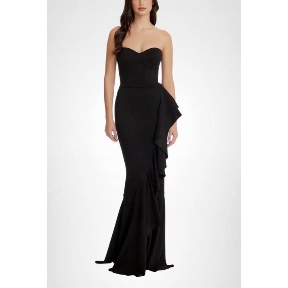 Dress the Population Black Strapless Ruffle Dress